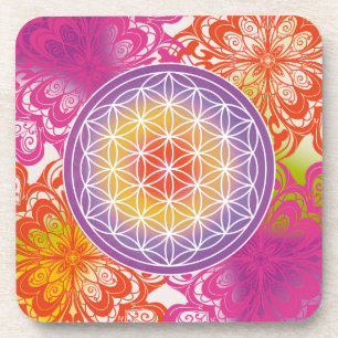 flower of life, sacred geometric,zen, chakra,  beverage coaster