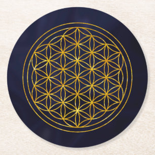 flower of life, sacred geometric,zen, chakra,  round paper coaster