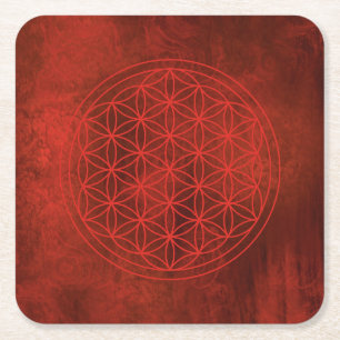 flower of life, sacred geometric,zen, chakra,   square paper coaster