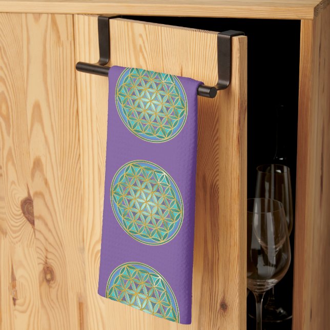 FLOWER OF LIFE - Sacred Geometrie Design 1 Kitchen Towel (Thirds Fold)