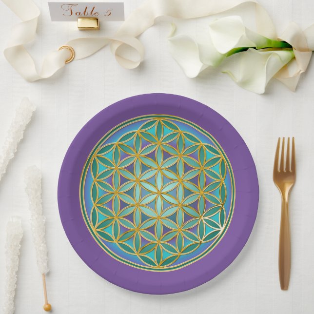 FLOWER OF LIFE - Sacred Geometrie Design 1 Paper Plates (Wedding)