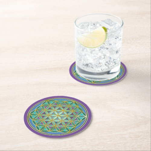 FLOWER OF LIFE _ Sacred Geometrie Design 1 Round Paper Coaster
