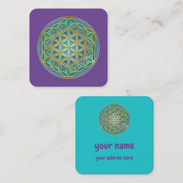 FLOWER OF LIFE - Sacred Geometrie Design 1 Square Business Card (Front/Back)