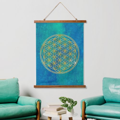 FLOWER OF LIFE _ Sacred Geometrie Golden Style Hanging Tapestry