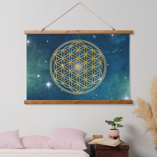 FLOWER OF LIFE _ Sacred Geometrie Golden Style Hanging Tapestry