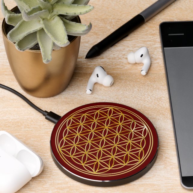 FLOWER OF LIFE - Sacred Geometrie Golden Style Wireless Charger (Desk 2)