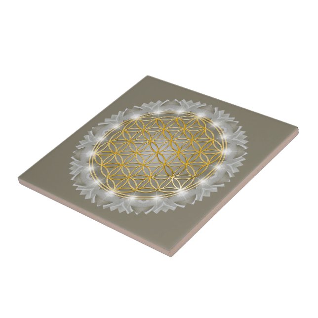 FLOWER OF LIFE - Sacred Geometrie Light 1 Ceramic Tile (Side)