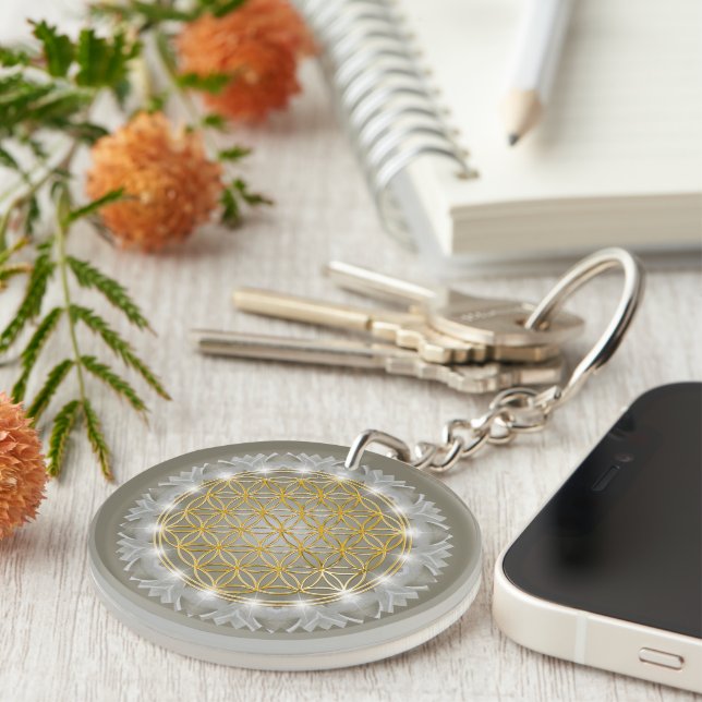 FLOWER OF LIFE - Sacred Geometrie Light 1 Keychain (Front Right)