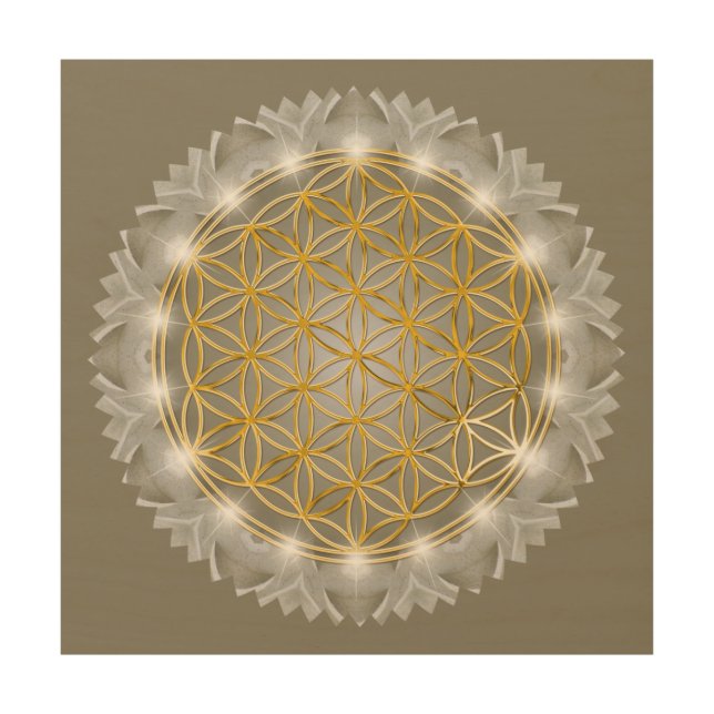 FLOWER OF LIFE - Sacred Geometrie Light 1 Wood Wall Art (Front)