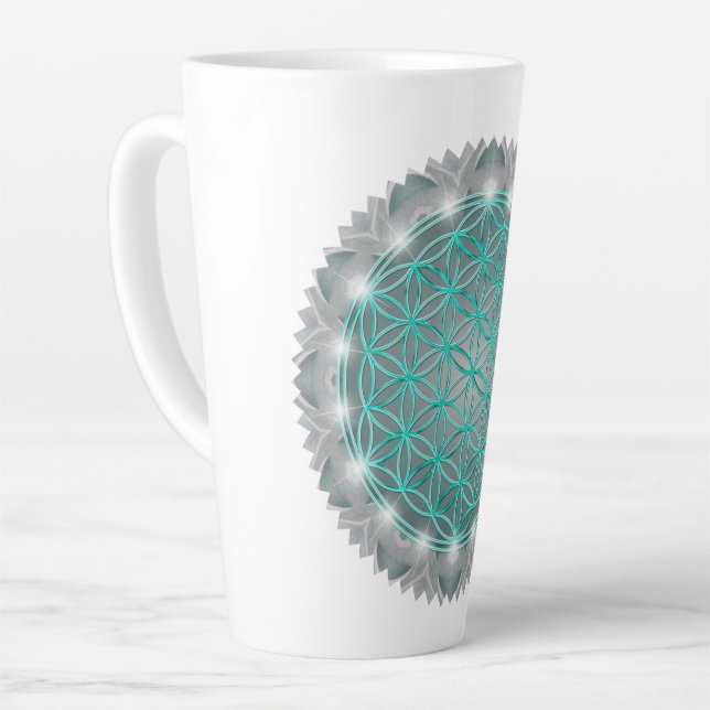 FLOWER OF LIFE - Sacred Geometrie Light 2 Latte Mug (Left Angle)