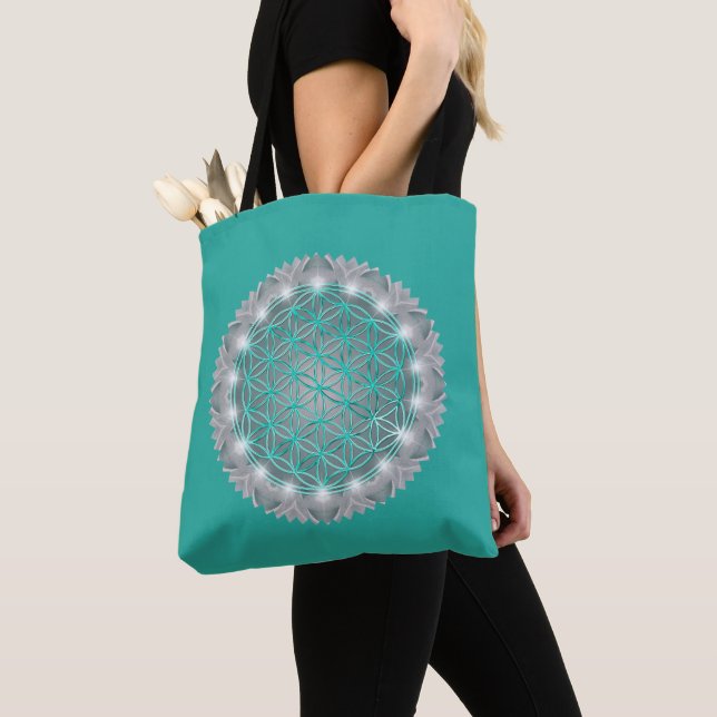 FLOWER OF LIFE - Sacred Geometrie Light 2 Tote Bag (Close Up)
