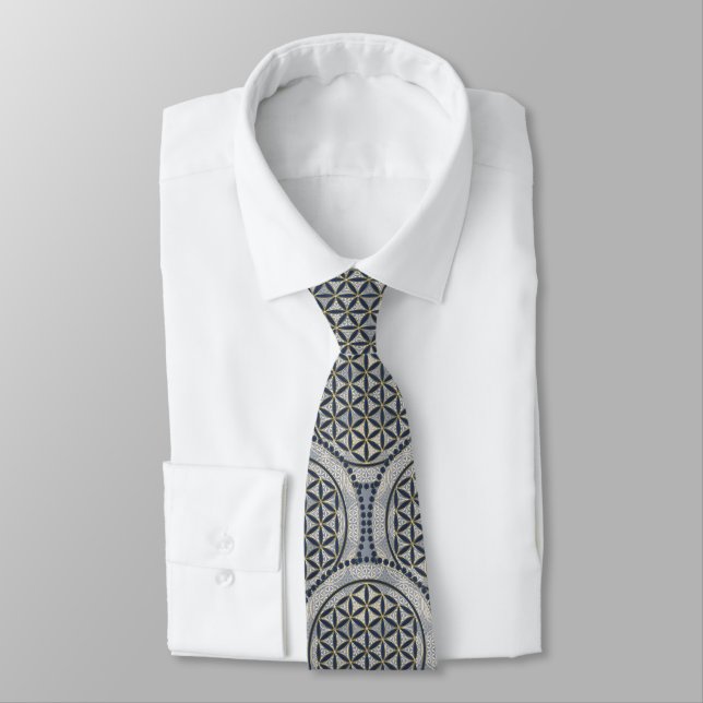 FLOWER OF LIFE - Sacred Geometrie Symbol Art 1 Neck Tie (Tied)