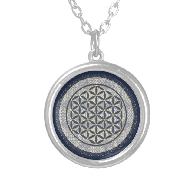 FLOWER OF LIFE - Sacred Geometrie Symbol Art 1 Silver Plated Necklace (Front)