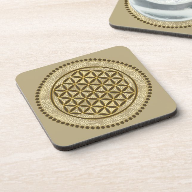 FLOWER OF LIFE - Sacred Geometrie Symbol Art 2 Beverage Coaster (Left Side)