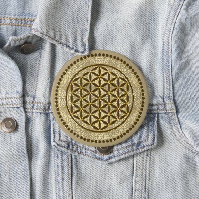 FLOWER OF LIFE - Sacred Geometrie Symbol Art 2 Button (In Situ)