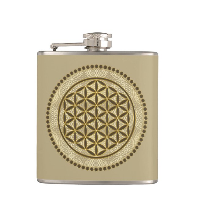 FLOWER OF LIFE - Sacred Geometrie Symbol Art 2 Flask (Front)