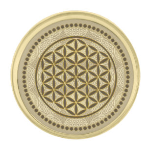 FLOWER OF LIFE - Sacred Geometrie Symbol Art 2 Gold Finish Lapel Pin