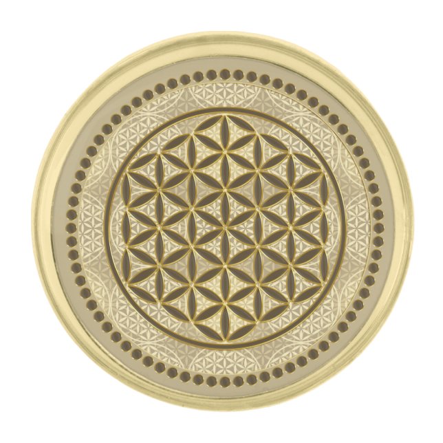 FLOWER OF LIFE - Sacred Geometrie Symbol Art 2 Gold Finish Lapel Pin (Front)