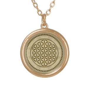 FLOWER OF LIFE - Sacred Geometrie Symbol Art 2 Gold Plated Necklace