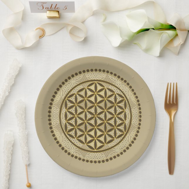 FLOWER OF LIFE - Sacred Geometrie Symbol Art 2 Paper Plates (Wedding)
