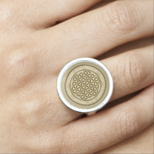 FLOWER OF LIFE - Sacred Geometrie Symbol Art 2 Ring