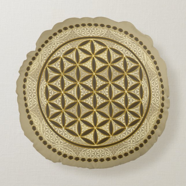 FLOWER OF LIFE - Sacred Geometrie Symbol Art 2 Round Pillow (Front)