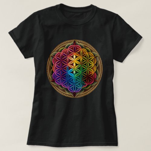 Flower Of Life Sacred Geometry Chakra Meditation T_Shirt