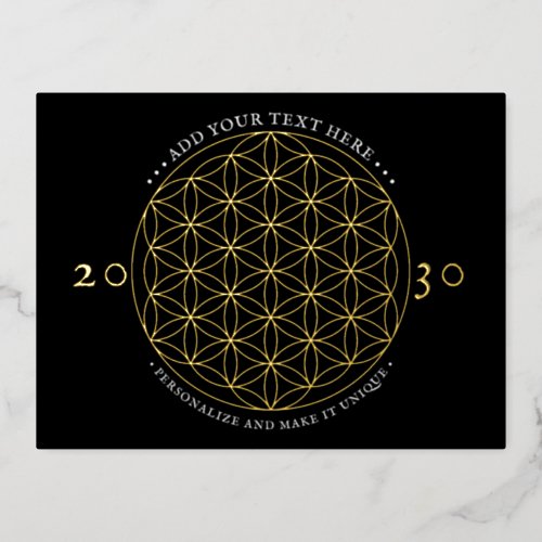Flower of Life Sacred Geometry  Foil Invitation Postcard