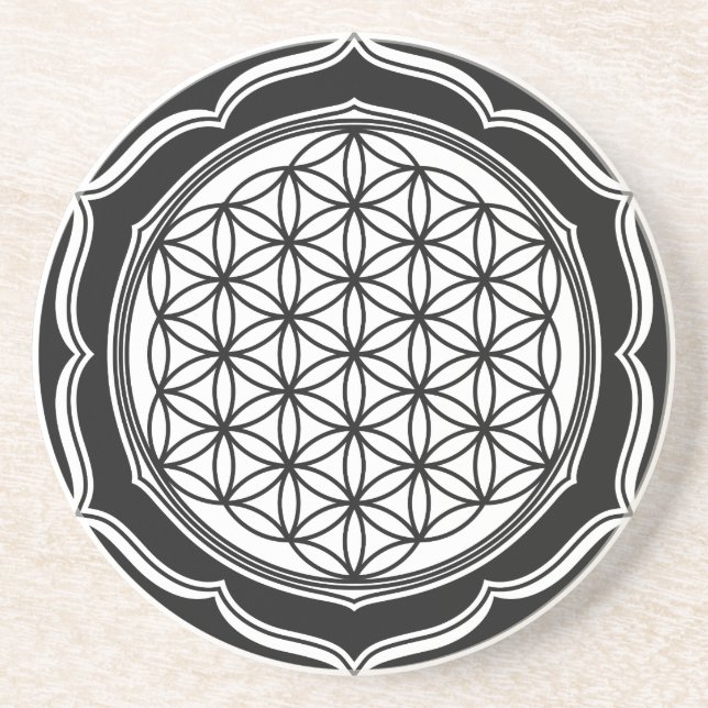 Flower of life, Sacred Geometry, Healing Symbol Sandstone Coaster (Front)