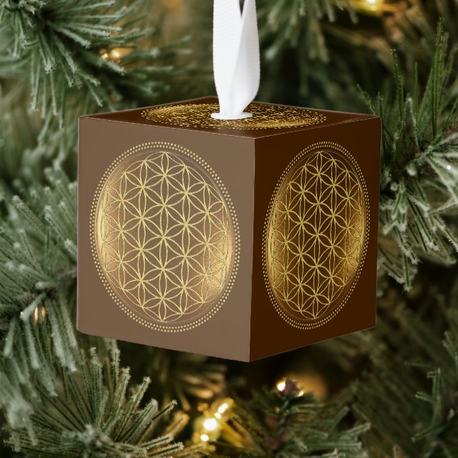 FLOWER OF LIFE - Sacred Geometry Medaillon 1 Cube Ornament (Tree)