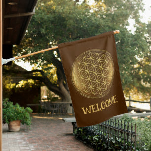 FLOWER OF LIFE - Sacred Geometry Medaillon 1 House Flag