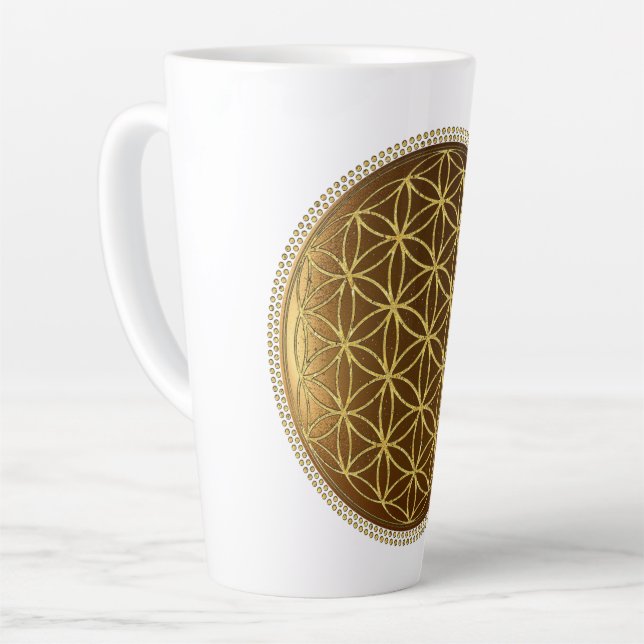 FLOWER OF LIFE - Sacred Geometry Medaillon 1 Latte Mug (Left Angle)