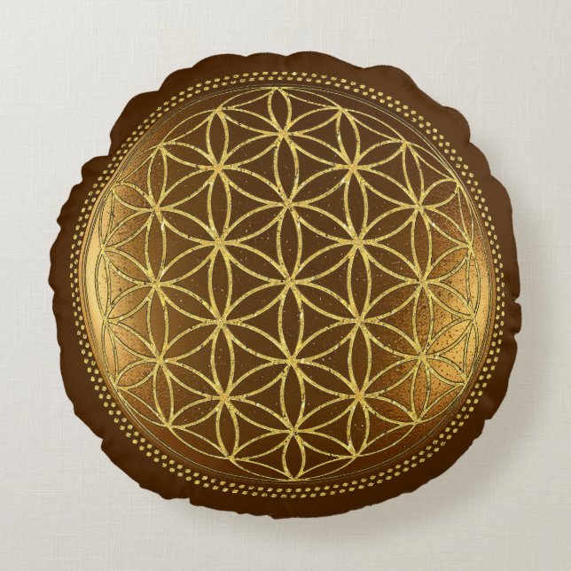 FLOWER OF LIFE - Sacred Geometry Medaillon 1 Round Pillow (Front)