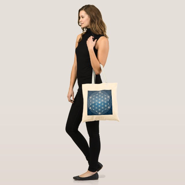 flower of life sacred geometry shapes seed of life tote bag (Front (Model))