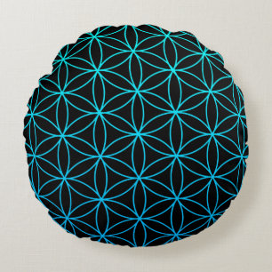 flower of life sacred geometry symbol ancient zen round pillow