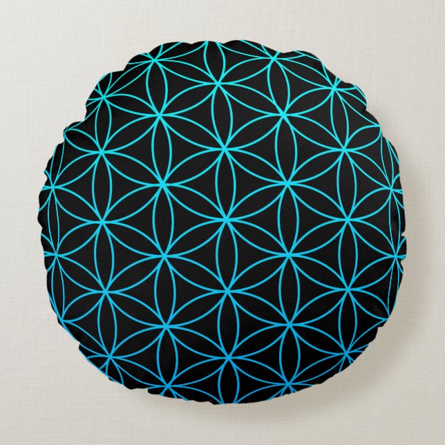 flower of life sacred geometry symbol ancient zen  round pillow (Front)