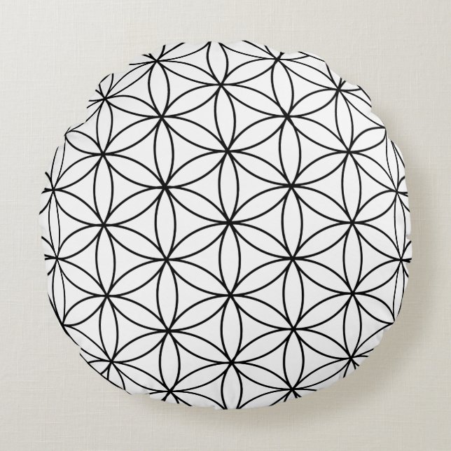 flower of life sacred geometry symbol ancient zen  round pillow (Front)
