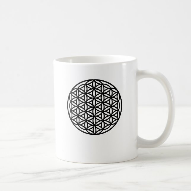 Flower of Life Sacred Geometry Symbol (black) Coffee Mug (Right)