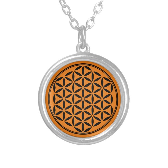 FLOWER OF LIFE - Sacred Geometry Symbol full 1 Silver Plated Necklace (Front)