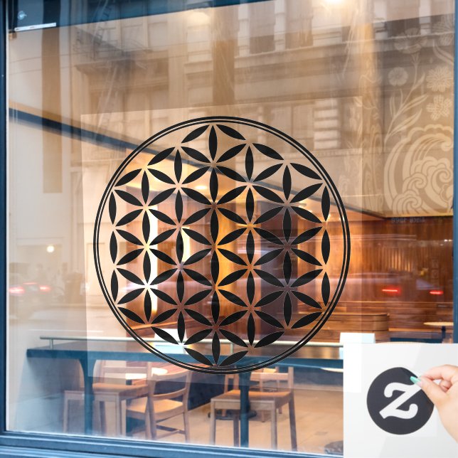 FLOWER OF LIFE - Sacred Geometry Symbol full 1 Window Cling (Cafe Window)