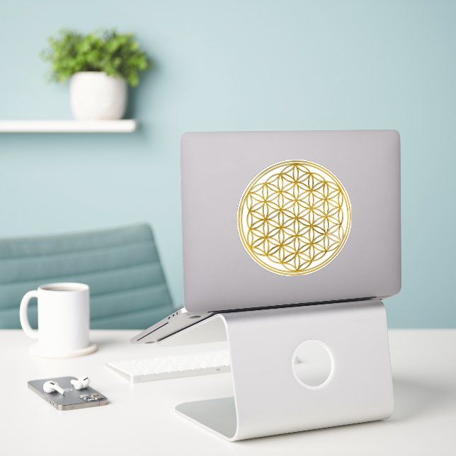 FLOWER OF LIFE - Sacred Geometry Symbol gold 1 Sticker (Laptop On Desk)