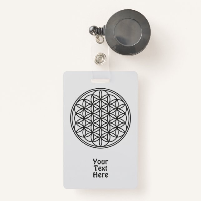 FLOWER OF LIFE - Sacred Geometry Symbol outline 1 Badge (Front with Retractable)
