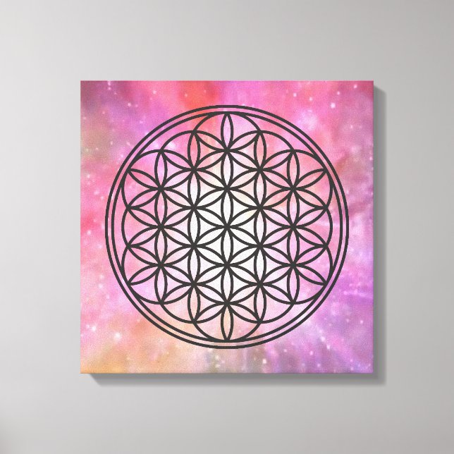 FLOWER OF LIFE - Sacred Geometry Symbol outline 1 Canvas Print (Front)