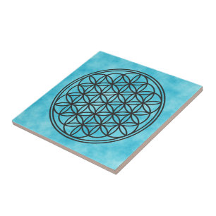 FLOWER OF LIFE - Sacred Geometry Symbol outline 1 Ceramic Tile