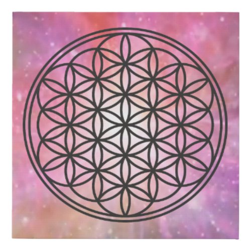 FLOWER OF LIFE _ Sacred Geometry Symbol outline 1 Faux Canvas Print