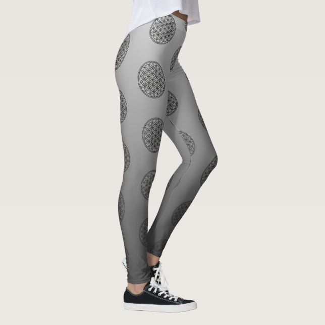 FLOWER OF LIFE - Sacred Geometry Symbol outline 1 Leggings (Right)