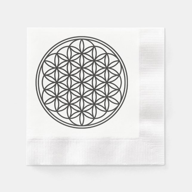 FLOWER OF LIFE - Sacred Geometry Symbol outline 1 Napkins (Front)