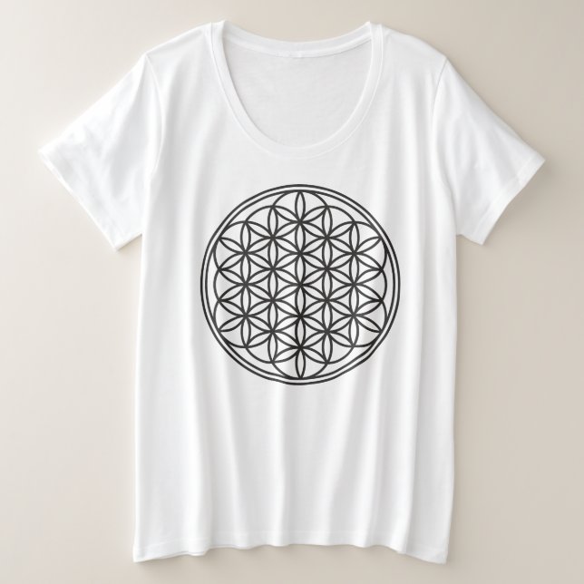 FLOWER OF LIFE - Sacred Geometry Symbol outline 1 Plus Size T-Shirt (Design Front)