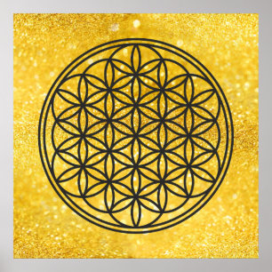 FLOWER OF LIFE - Sacred Geometry Symbol outline 1 Poster