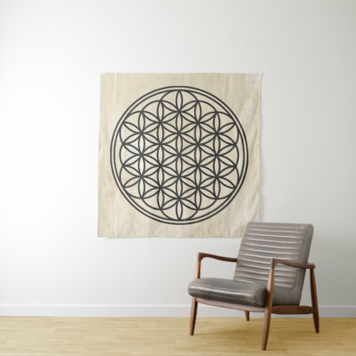 FLOWER OF LIFE _ Sacred Geometry Symbol outline 1 Tapestry
